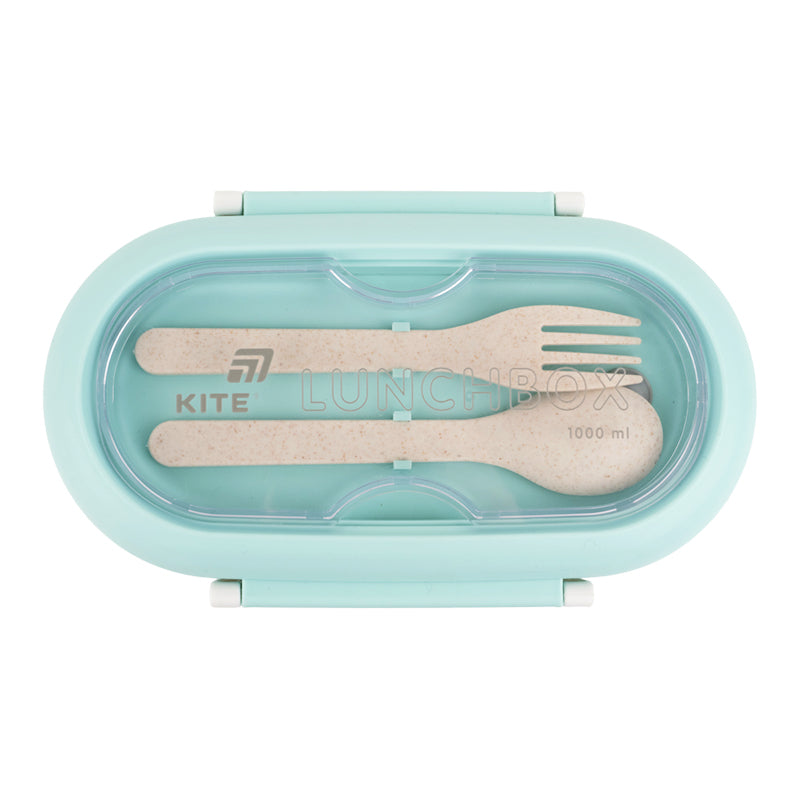 Śniadaniówka z przegródkami i sztućcami Kite K26-185-2, 1000 ml, minty