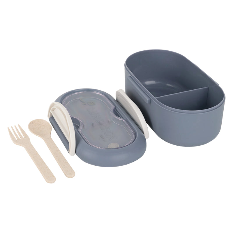 Śniadaniówka z przegródkami i sztućcami Kite K26-185-3, 1000 ml, szary