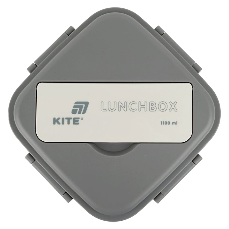Śniadaniówka z przegródkami i sztućcami Kite K26-186-1, 1100 ml, szary