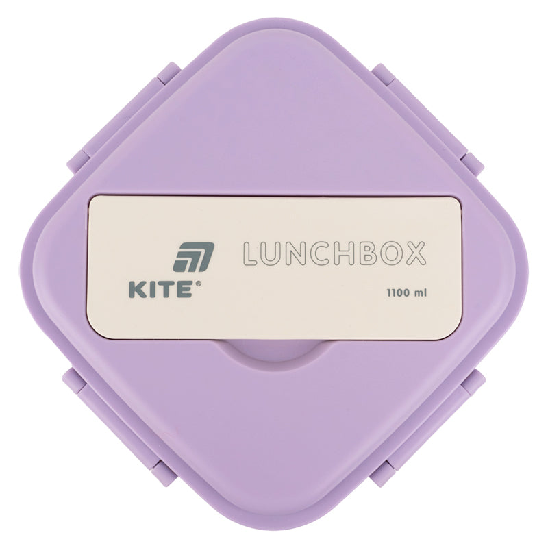 Śniadaniówka z przegródkami i sztućcami Kite K26-186-3, 1100 ml, fioletowo-beżowy